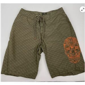 Old Navy Men’s Green Swim Trunks Board Shorts W/Skull Design Sz XXL
